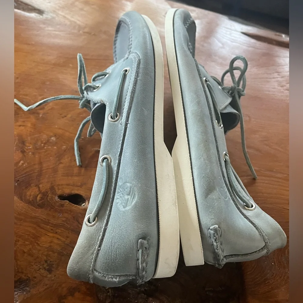 Timberland Boat Shoes Mens Size 11 Blue Nubuck Leather Eyelet Casual Deck Shoes